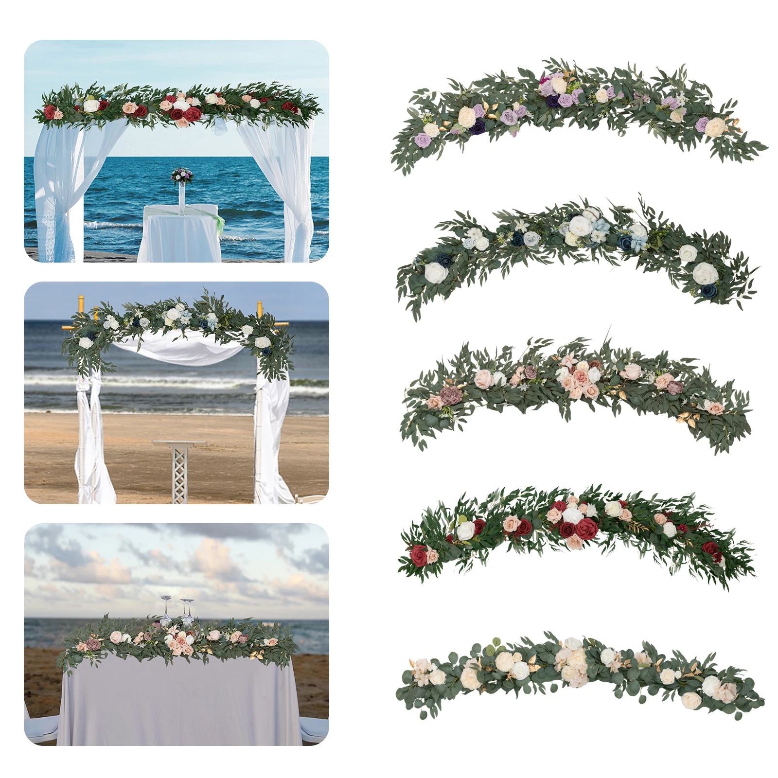 

6ft Artificial Floral Hanging Wreath Flowers Backdrop Garland Wedding Arch DIY Reusable