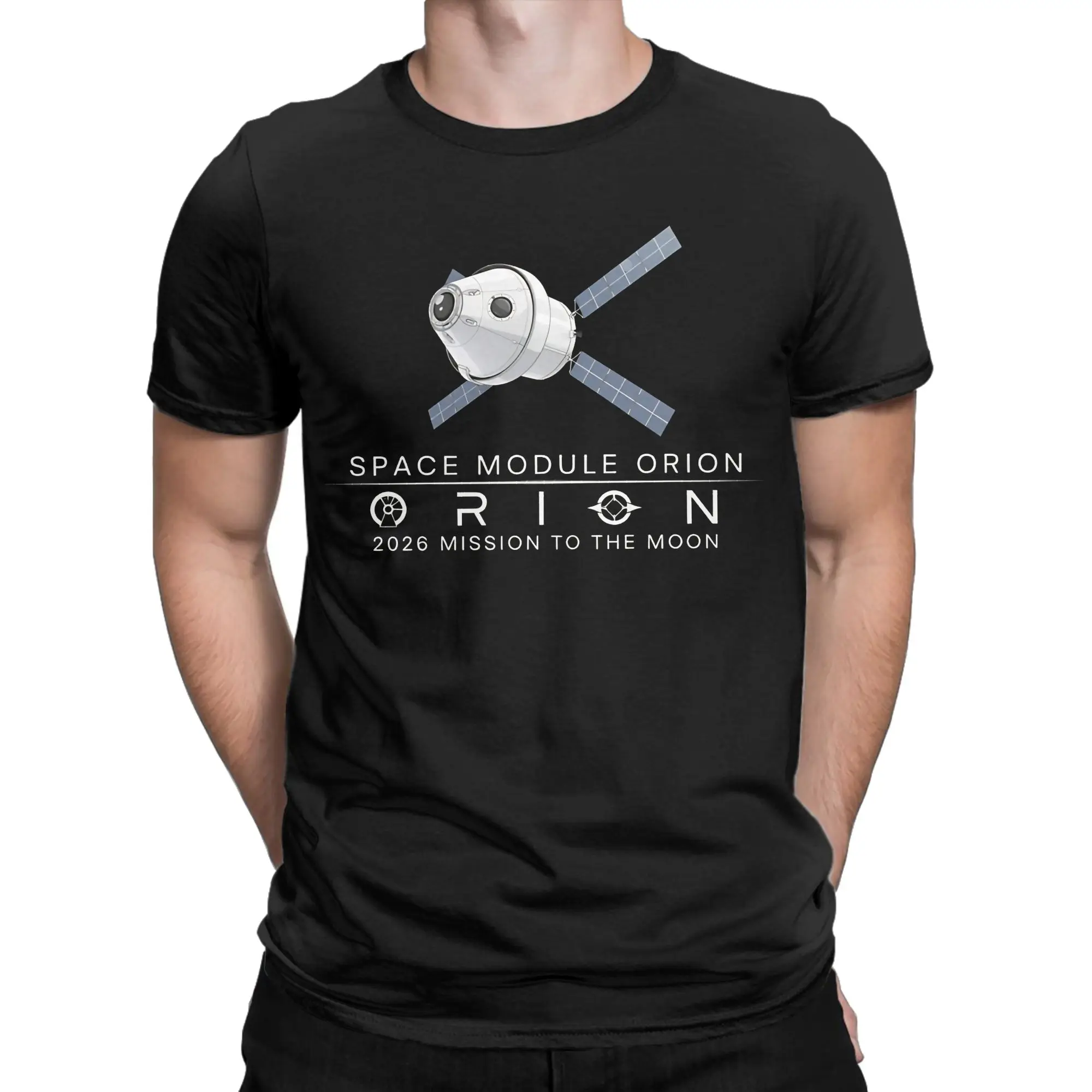 Men T Shirt Artemis Orion Space Module 2026 Mission to the Moon Art T-Shirts Cool Beach Tee Shirt Vintage Cotton Tops Plus Size