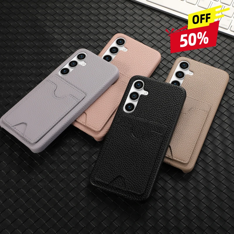 

Premium Card Holder Slot For Samsung Galaxy S24 Case Faux Leather Cases S23 FE S24Ultra S22Plus S21 Phone Cover