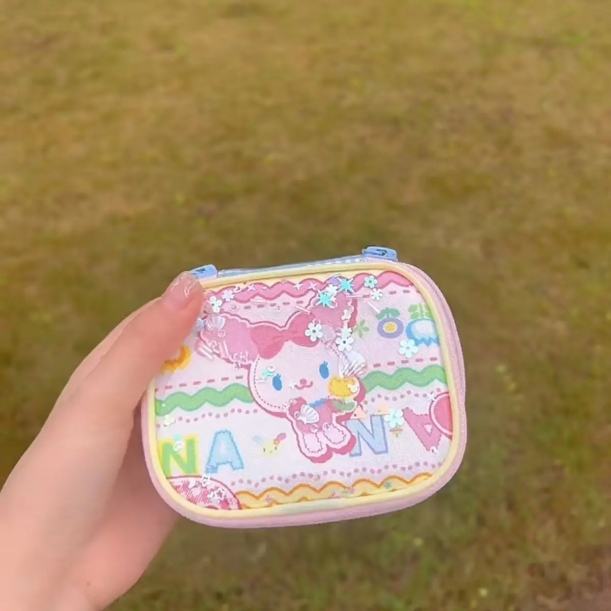

Sanrio Usahana Cute Japanese Cartoon Girl Quicksand Bag Handmade Makeup Bag Student Portable Storage Bag and Coin Purse Gifts