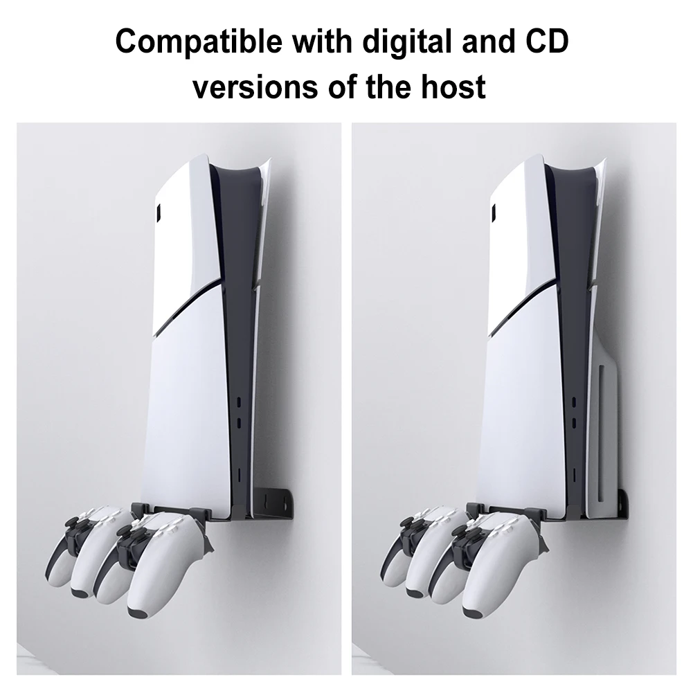 Wall Mount Bracket Game Console Base Stand Holder with 2 Controller Mounts Display Stand Base Wall Hanging Stand for Slim