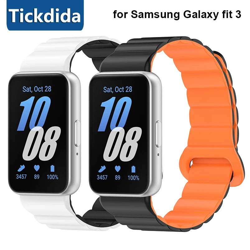 Magnetic Strap for Samsung Galaxy Fit 3 Soft Silicone Reversible Strap for Galaxy Fit 3 Wristband Accessories