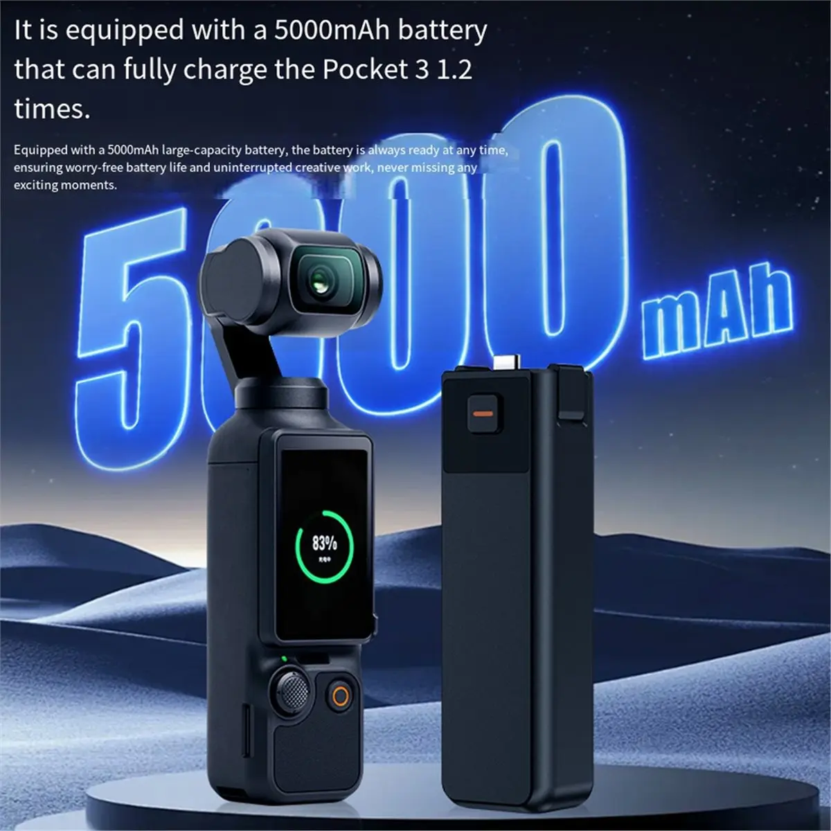 RECOMENDAR】For POCKET 3 Battery Life Handle Accessories Professional Portable Power Bank 5000mAh Mobile Power Supply