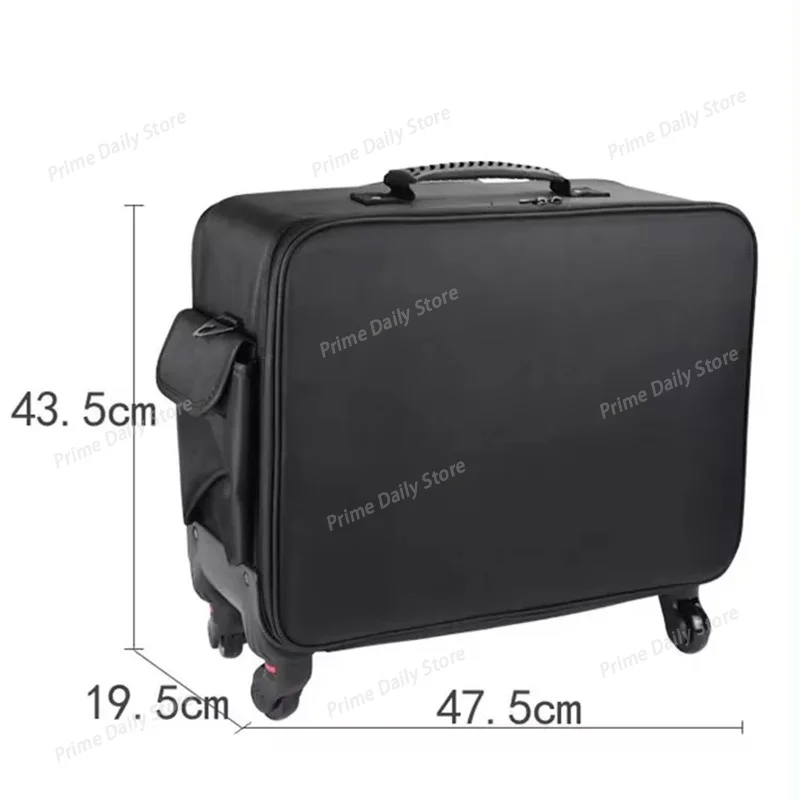 Large Capacity Rolling Makeup Case, Multifunctional Trolley Cosmetic Organizer Box with Dividers for Professional Makeup Artist