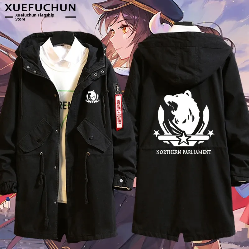 

Blue Route Game Jaet Outerwear Camp Emblem East Huang White Eagle Heavy Sakura Linked Windbreaker ex Jaet Clothes