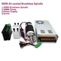 CNC Air-cooled Spindl ER11/ER16 Collet 500W/300W Brushless Spindle Motor Engraving Machine 48V Power Supply Driver +55mm Clamp