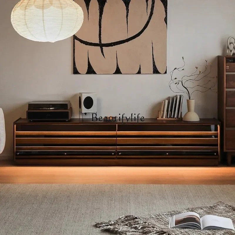 

P13Напольный шкаф для телевизора из черного ореха, маленькая квартира, гостиная, бытовой напольный шкаф из массива дерева