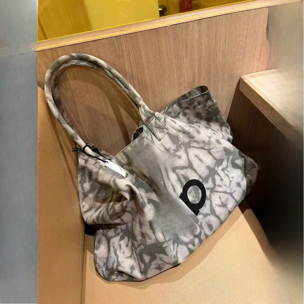 

A-tie-dye canvas tote bag handbag yoga fitness large pocket canvas material bag fashion shoulder bag 2025