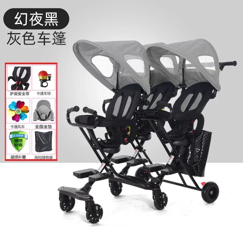 

Triplet Baby Strolling Tool Triplet Baby Strolling Cart Baby Folding Can Sit Lie Down Stroll Cart - Children's Cart