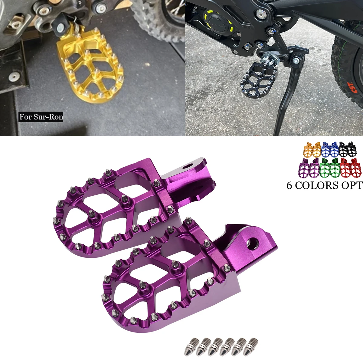 Motorcycle CNC Footpegs Foot Pegs Rests Pedals For Sur-Ron Surron Sur ron Light Bee S Light Bee X Off-Road Electric Foot Pedals