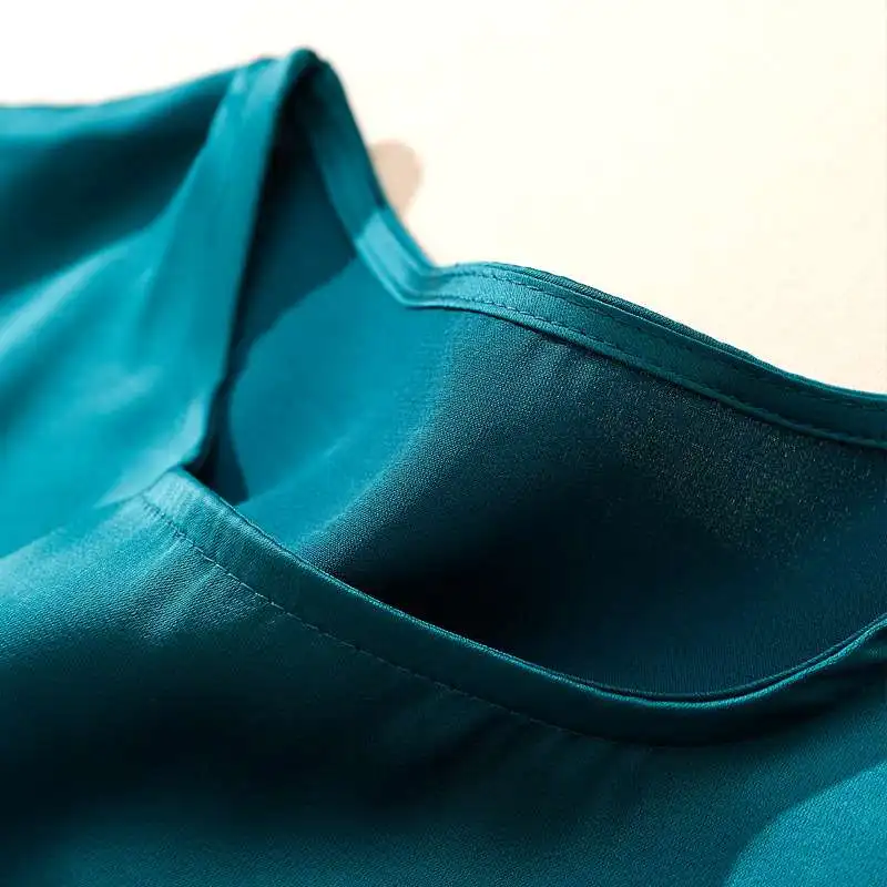 

Silky Acetate Satin Crewne T-irt Women's Spring Summer Five Sve round Ne Commute Sle Pure Color Polyester Fiber