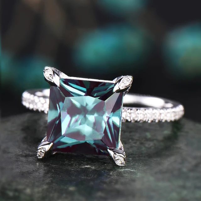 Huitan Noble Square Blue Cubic Zirconia Rings for Women Simple Fashion Design Eternity Wedding Engagement Accessory Hot Jewelry AliExpress