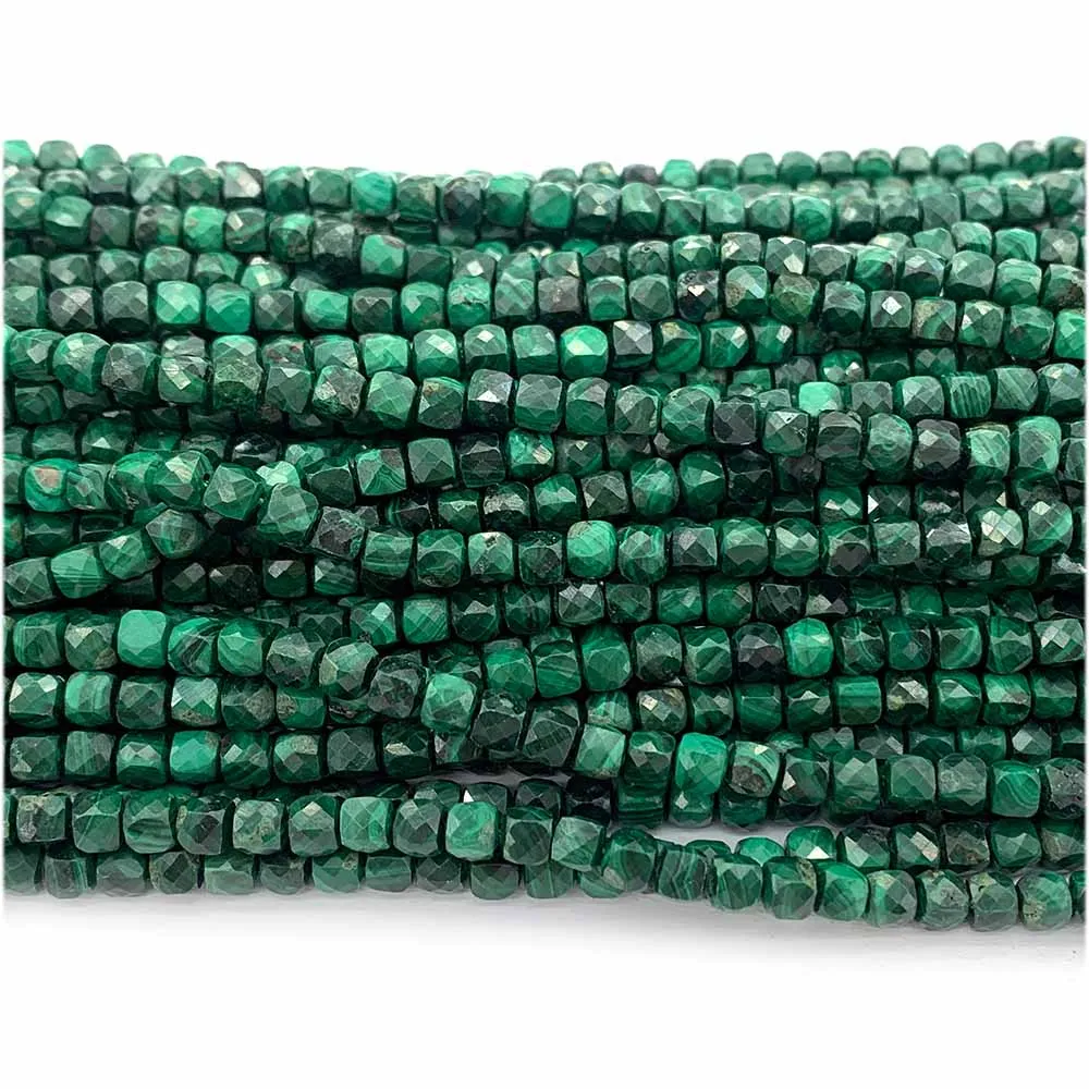 Veemake Malachite Faceted Irregular Cube Small Beads For Jewelry Making Natural Gemstones Crystal DIY Necklace Bracelets