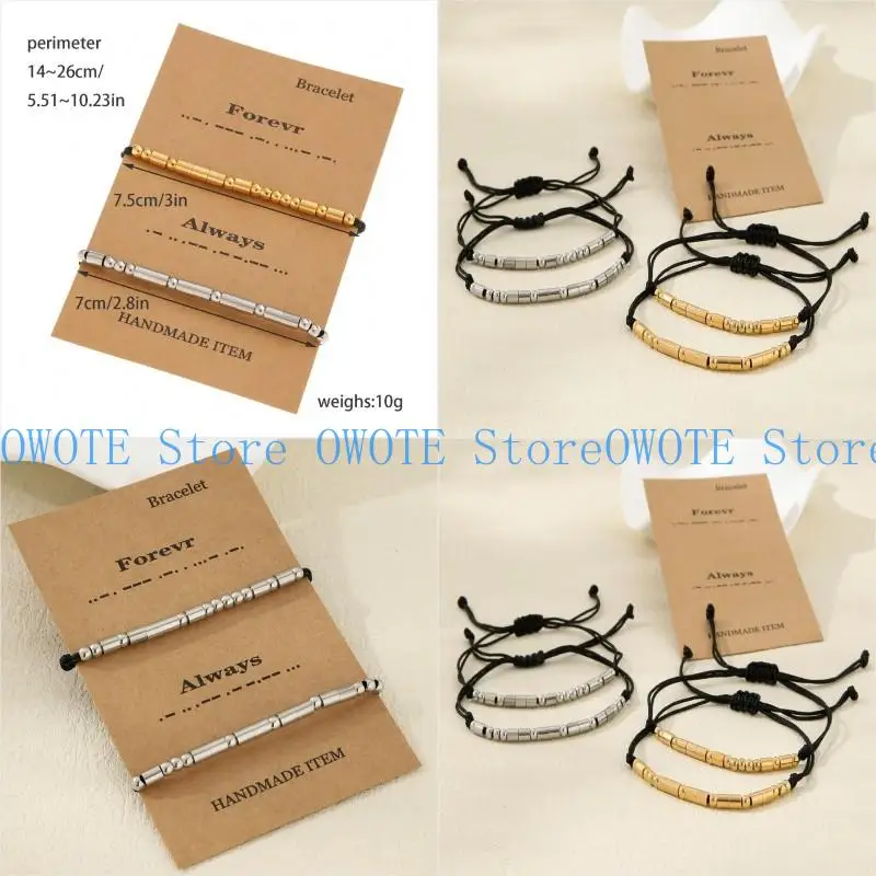 

A52E Pack of 2 Handmade Morse Code Bracelet Artistic Bracelet Beaded Bracelet