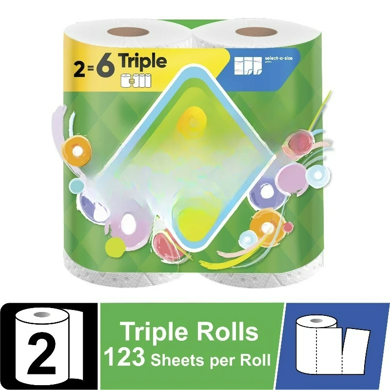 

Бумажные полотенца Select-A-Size Print, 2 тройных рулона, 123 листа в рулоне