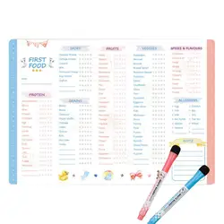 Reusable Kids Magnetic Daily Food Chart with 2 Magnetic Whiteboard Pen Repeatable First Food Checklist with Fidget Magnet