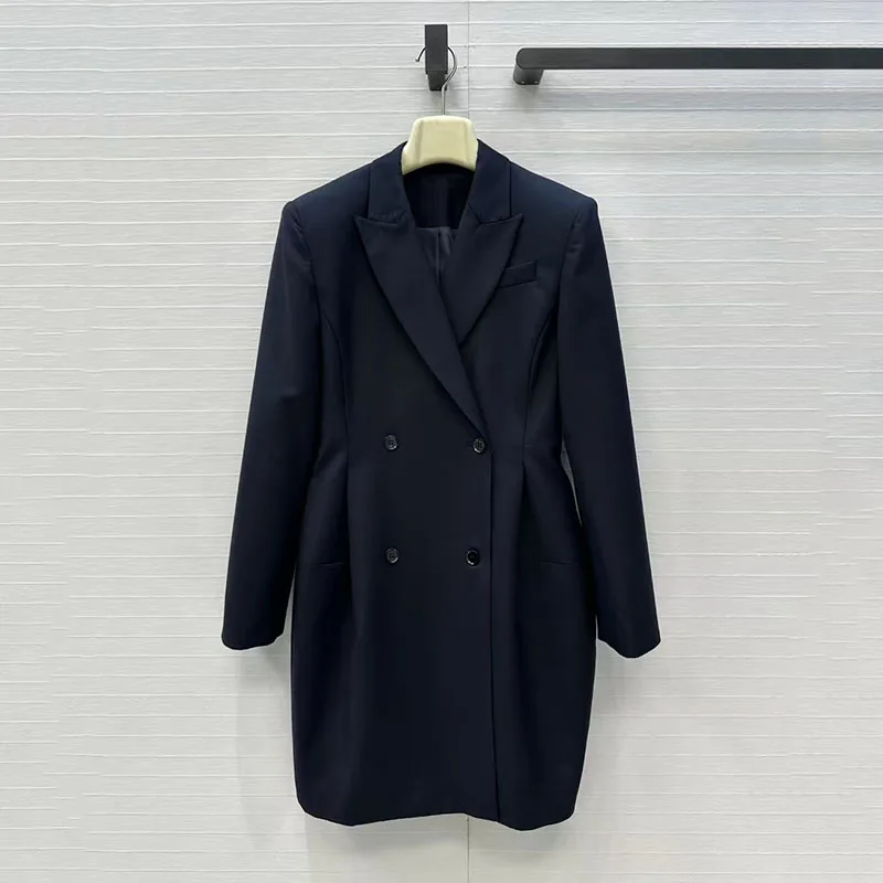 

Женский двубортный пиджак с длинными рукавами и воротником на талии, длинная куртка, топ, осень/зима, Новое поступление 2021, стиль Y2K