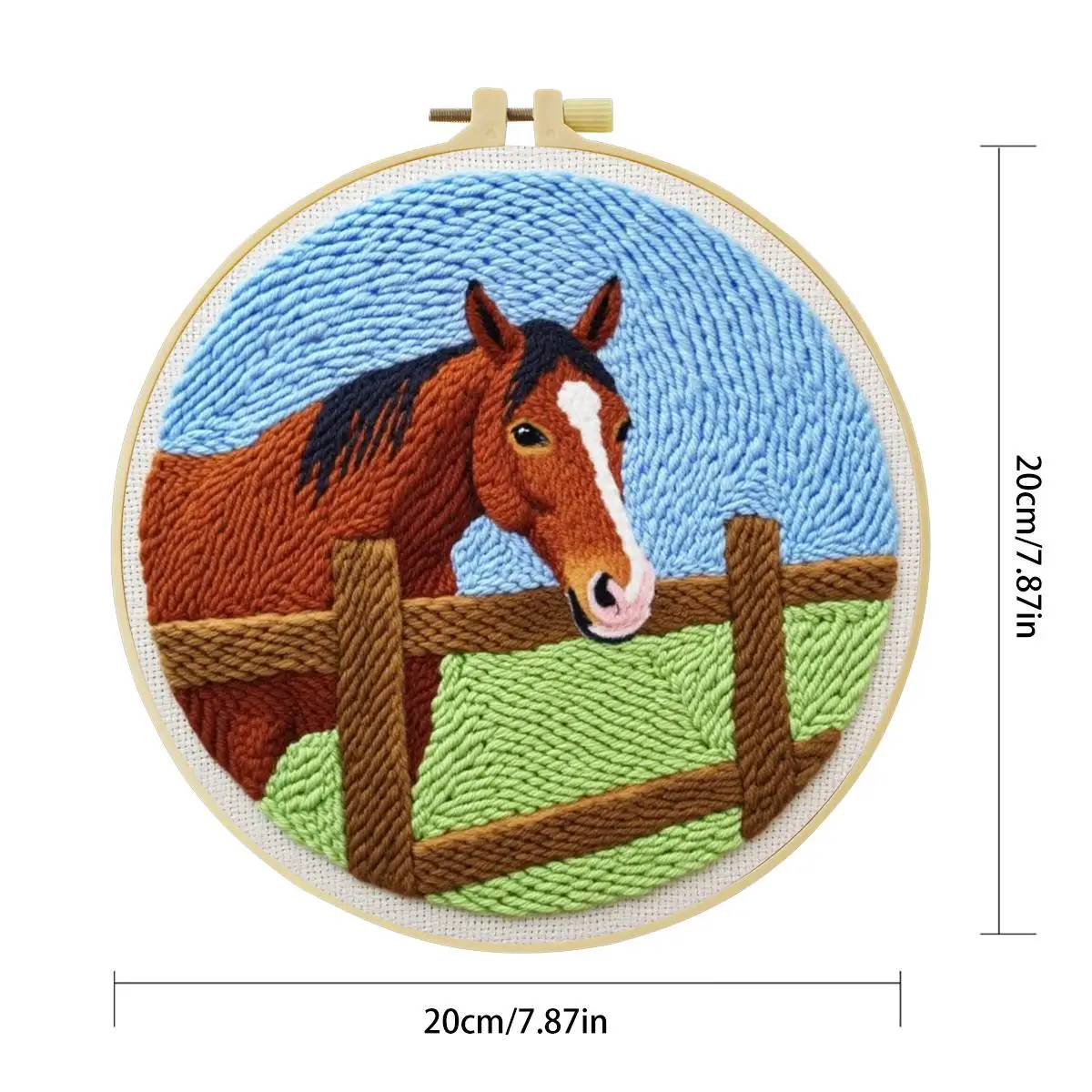 20X20CM/7,87 Zoll Tier - Pferd Stanznadel-Stickset, Stickerei-Kit, Strickstickerei, DIY Handgemachtes Geschenk – Detail 2