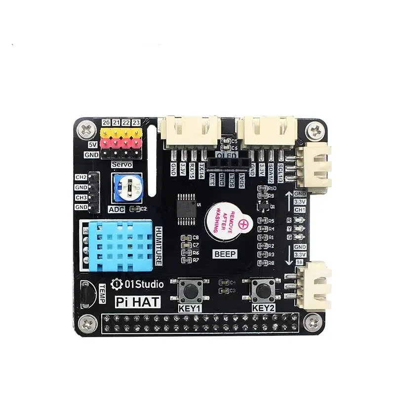 01Studio PiHAT Pi 4 3B+ 4B Development Demo Expansion Board Module Python Programming 2G 4G 8G