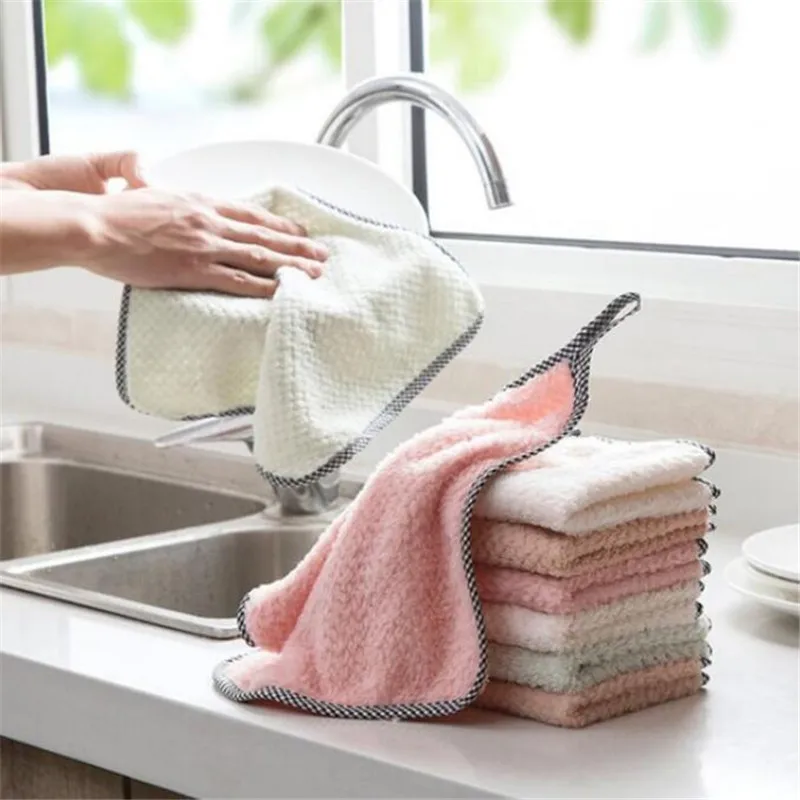 3/5Pcs Microfiber coral rags absorbent oil removal Dish cloths Kitchen cleaning cloths