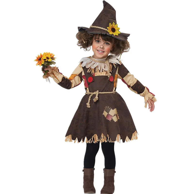 

Children The 2020 Scarecrow Stage Performance Costume Halloween Cosplay Girls Witch Costume