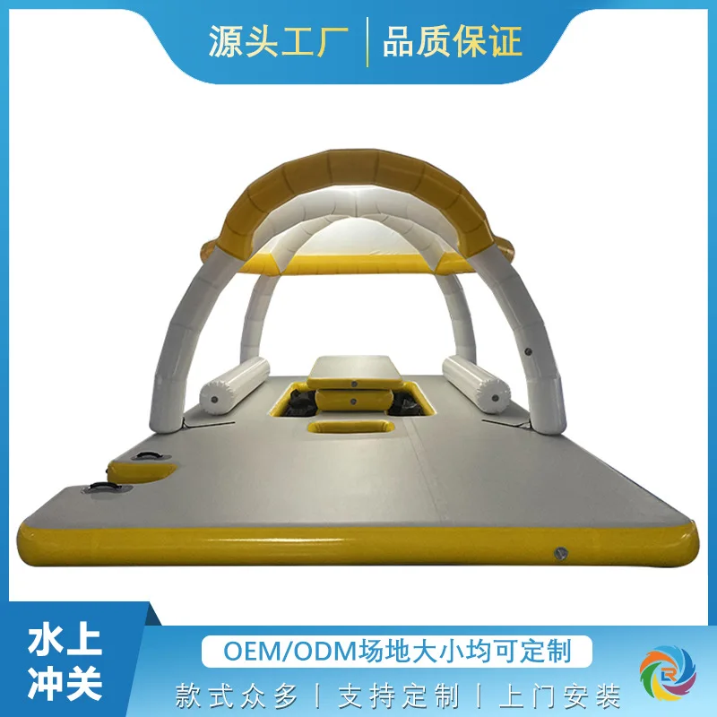 Customized custom yacht inflatable water float awning inflatable sofa bar tent sea docking floating pavilion