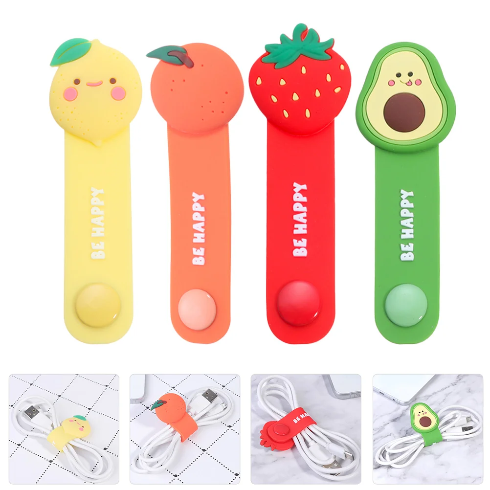 4 Pcs Silicone Cable Winder Household Clips Organizer Cellphone Cord Keyboard Wrappers Silica Gel Data Line Organizers