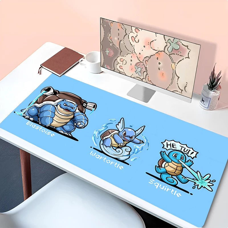 

Japan Anime Mouse Pad Laptop Kawaii Blue Gaming Keyboard Rug XXL P-pokemon Mousepad PC Squirtle Gamer Cabinet Extended Desk Mat