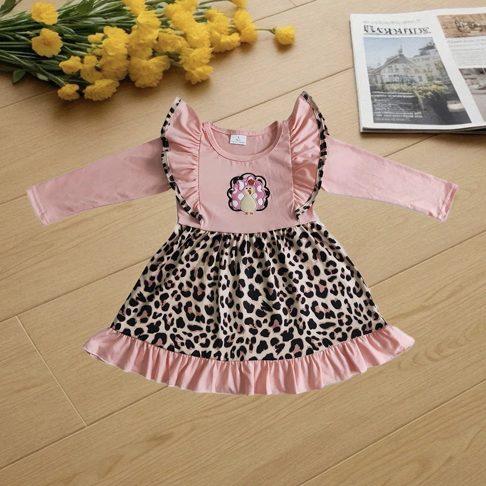 

9.26 Baby Girls Winter Dresses Baby girls turkey leopard pink knee length dresses