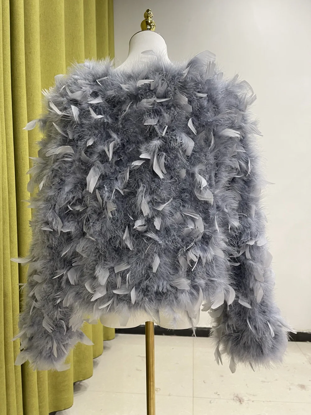 여성용 리얼 타조 깃털 재킷 가을 겨울 파티 아우터웨어 우아한 여성 코트 축제 시즌 아우터 의류