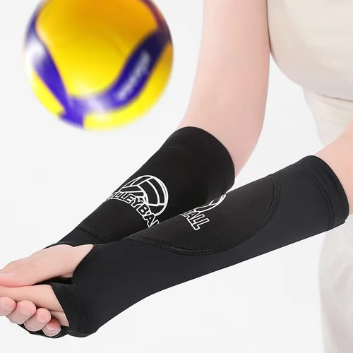 Imagen 1 del producto Brazalete de paso de voleibol, mangas de brazo y soporte de muñeca con almohadilla de protección para niñas y niños, mangas protectoras más cálidas para adultos, 1 par