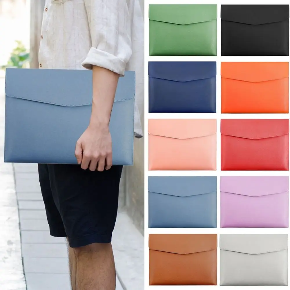 School Office Supplies Leather Leather Document Pouch Large Capacity A4 Leather File Folder File Bag for Women