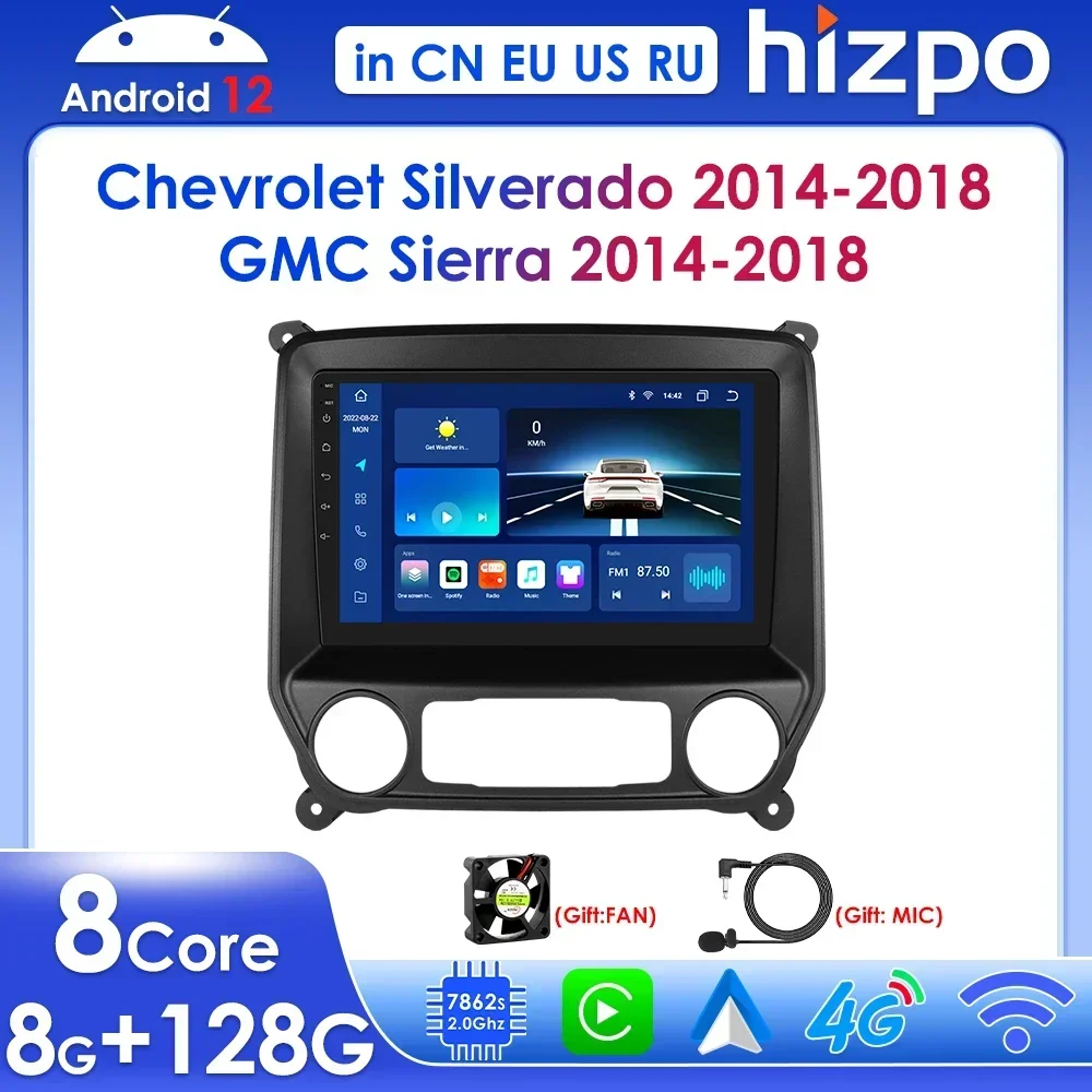 

Hizpo 2 Din Car Radio Multimedia Player for Chevrolet Silverado GMC Sierra 2014 - 2018 Android Carplay GPS Navi Stereo RDS DSP