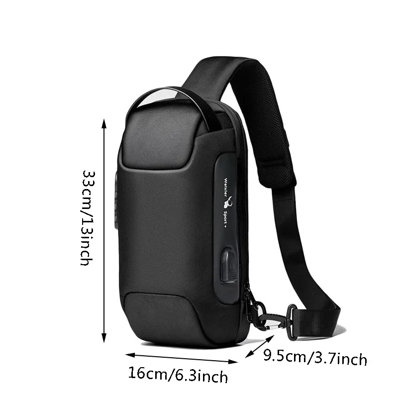 Men\'S Usb Crossbody Bag Anti-Theft Shoulder Bags Waterproof Oxford Waist Bag Multifunction Short Travel Messenger Chest Pack