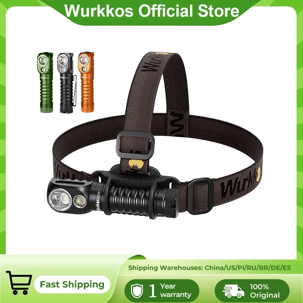 Linterna Frontal Wurkkos HD20 21700, Linterna de Pesca 2000 Lm, LED Dual, Carga Inversa USB, Tapa Trasera Magnética, EDC para Trabajo y Camping