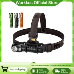 Wurkkos HD20 Lampada frontale ricaricabile 21700 Faro 2000lm Doppio LED LH351D XPL USB Carica inversa Coda magnetica Luce da campo da lavoro
