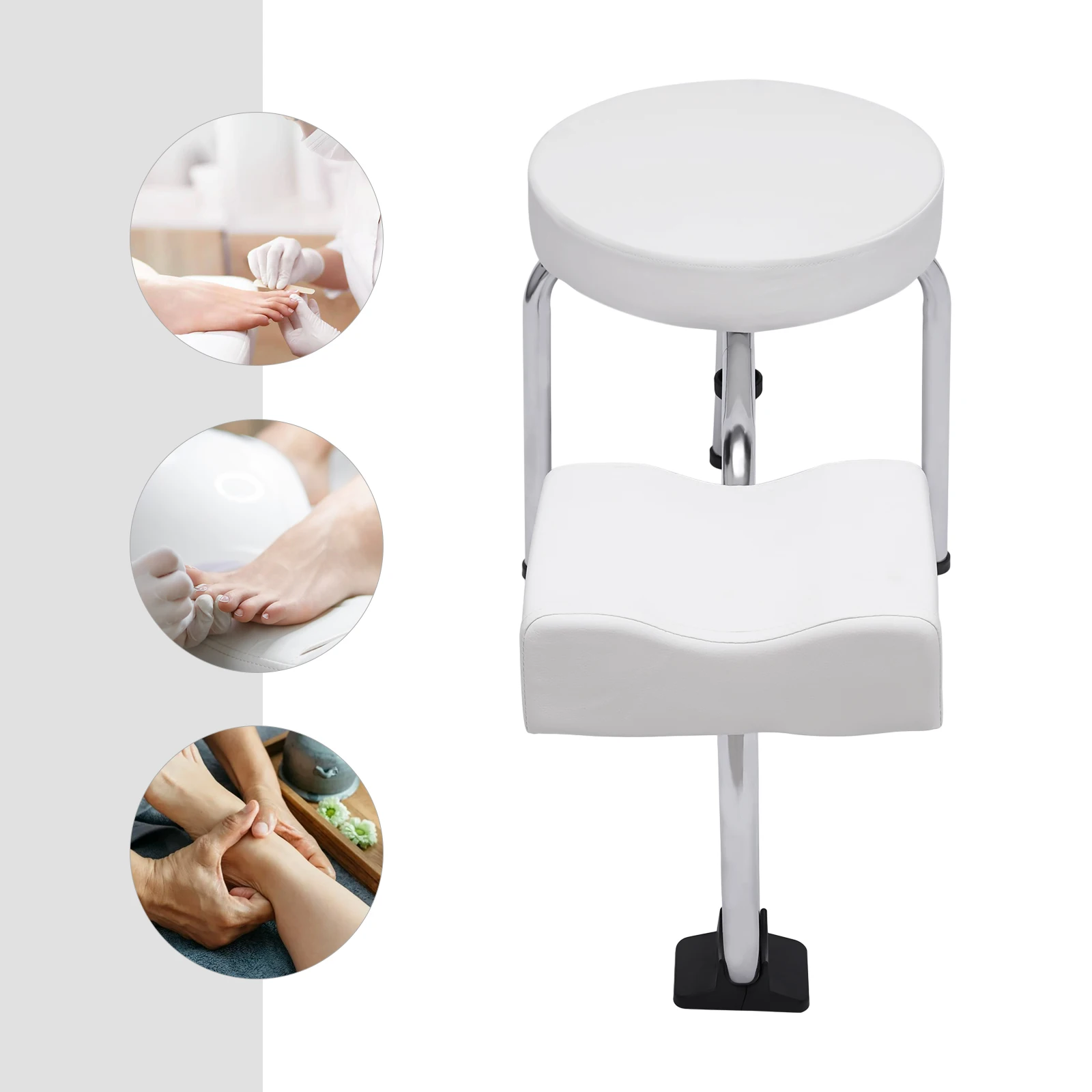 Almofada de pvc para descanso de pernas ajustável com apoio para os pés para arte em unhas, salão de beleza spa, equipamentos e suprimentos de estúdio (branco)