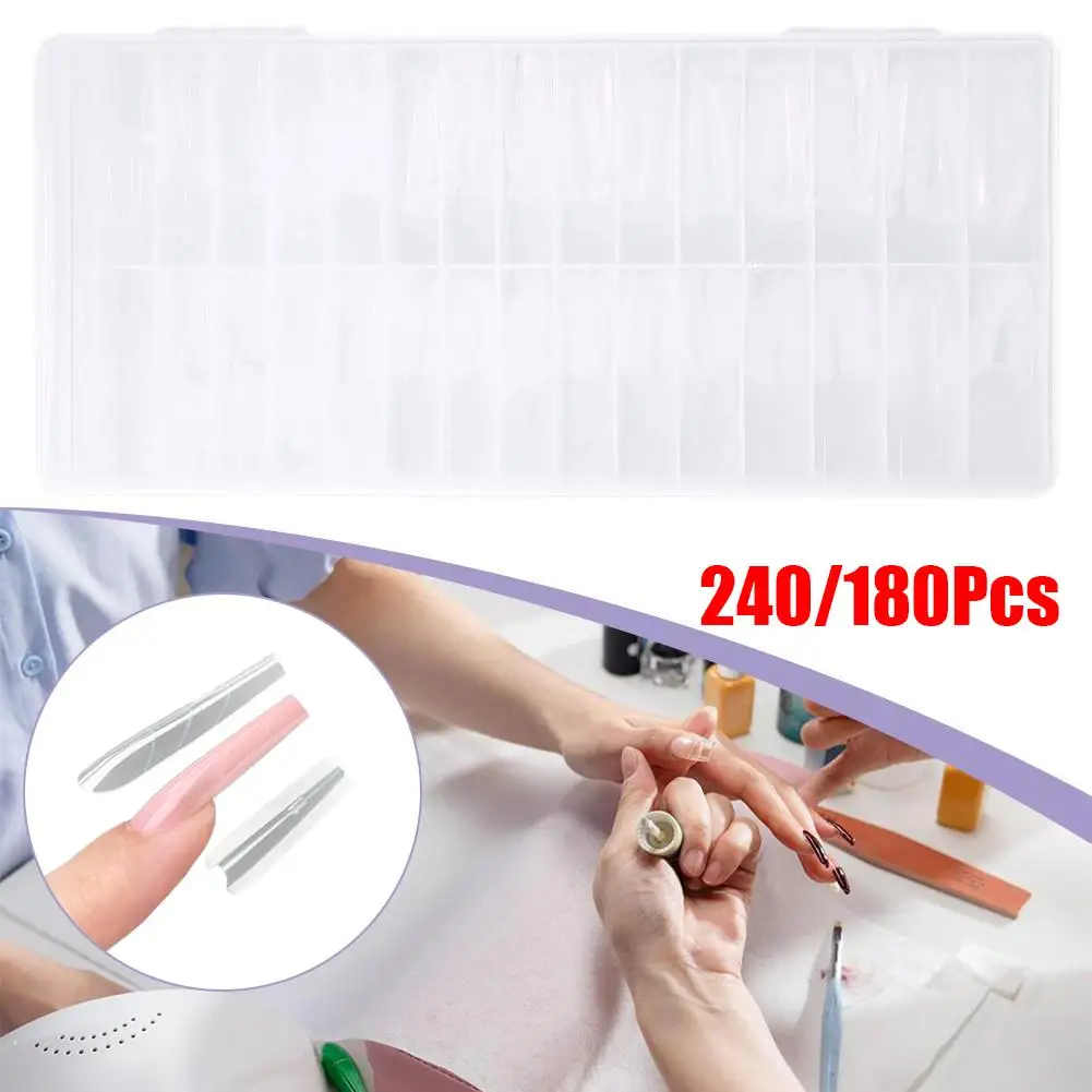 180/240PCS 샌드위치 네일 듀얼 폼 풀 커버 클리어 폼 네일 연장 도구 매니큐어 아몬드 몰드 L8S8