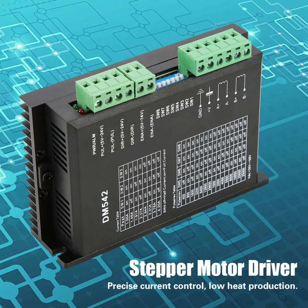 18-48VDC Stepper Motor Driver 128 Subdivision Micro-Step Resolution Digital Microstep Driver 1.0-4.2A 2-Phase Controller