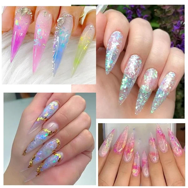 Nail Powder Sequins Holographic Glitter Color Nail Acrylic Powder Chrome Powder Mermaid Aurora Sequins Mirror Nail Decorations