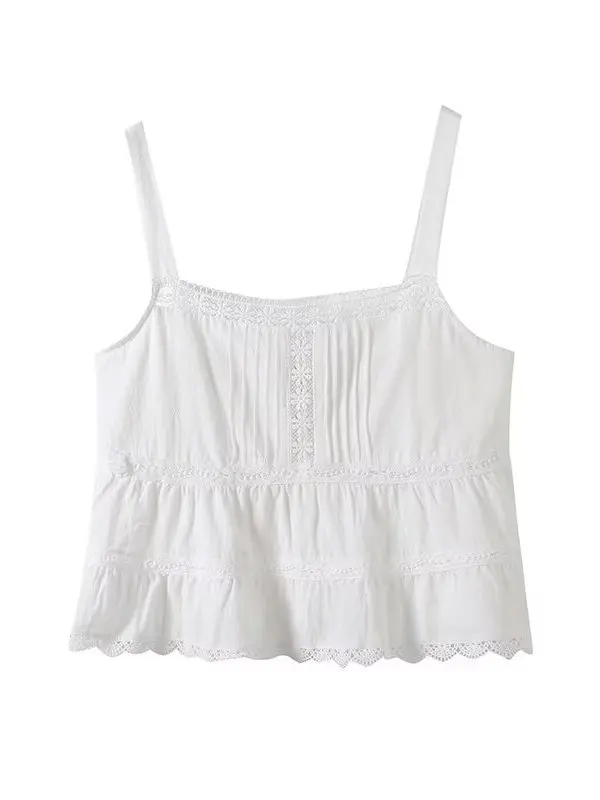 

Новый летний женский топ с полым узлом и вышивкой, сладкий универсальный топ на бретелях, модный кружевной топ ort Sve Color T