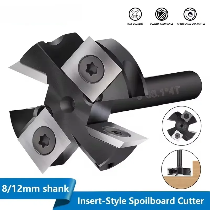 

Milling Cutter CNC Spoilboard Surfacing Router Bit 8/12mm Shank Insert Carbide Slab Flattening Router Bit Wood Planer Bit