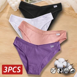 3PCS FINETOO Women Cotton Panties Sexy V-Waist Briefs Soft Underwear Panty Female Breathable Intimates Lingerie Large Size M-4XL