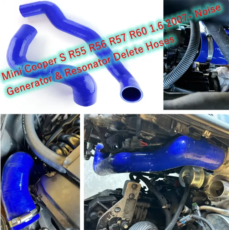 

For Mini Cooper S R55 R56 R57 R60 1.6 2007- Noise Generator & Resonator Delete Hoses Silicone Tubes Kit Piping 2Pcs