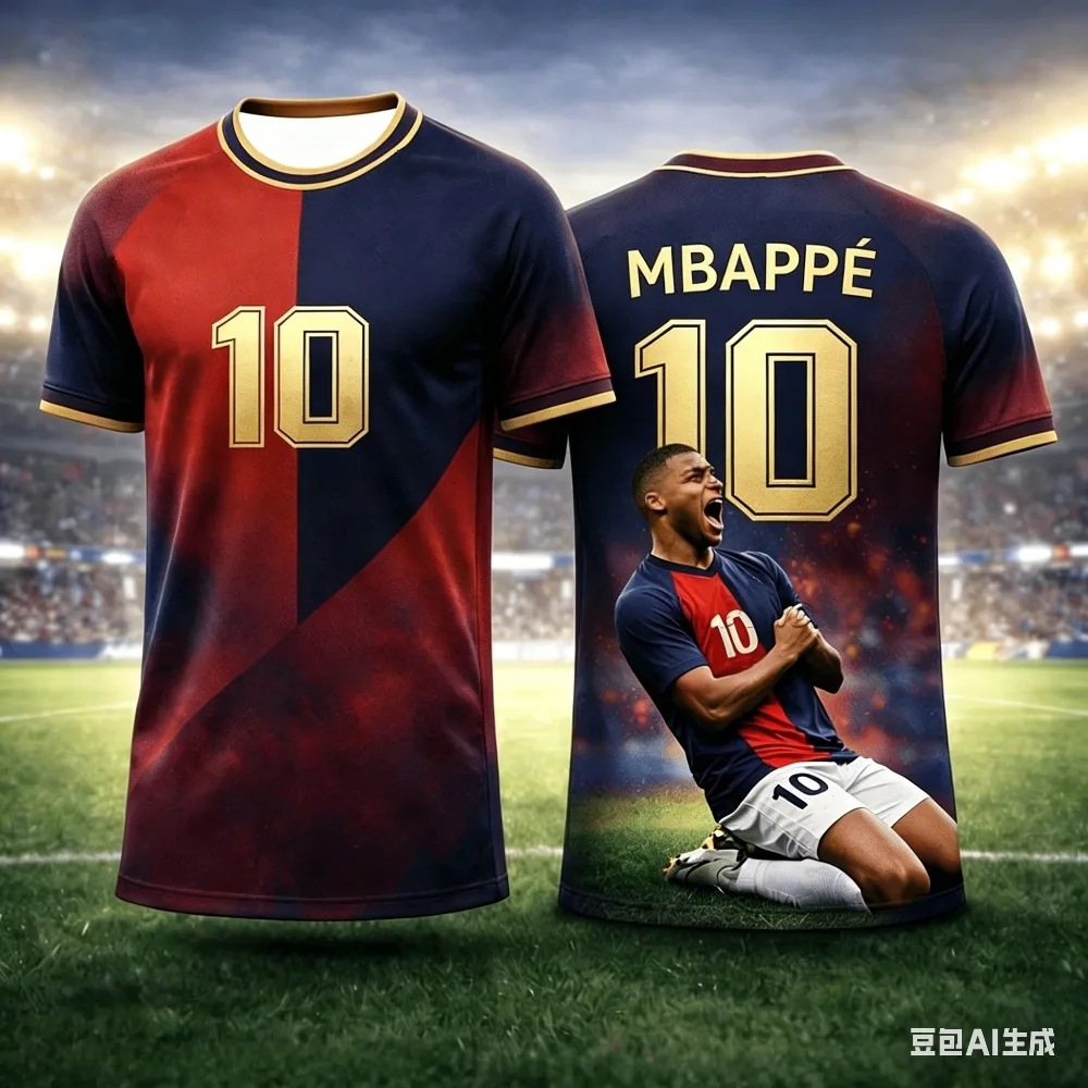 Das neue Sommer-Fußball-T-Shirt für Kinder mit 3D-Druck von Mbappé ist feuchtigkeitsableitend und atmungsaktiv, geeignet für den täglichen Gebrauch. – Detail 5