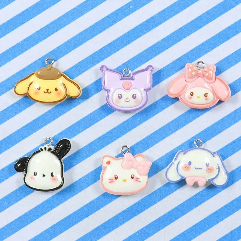 

10PCS Sanrio Resin Cartoon Cute Cinnamoroll Kuromi DIY Small Pendant Jewelry Earrings Necklace Bracelet Handmade Accessories