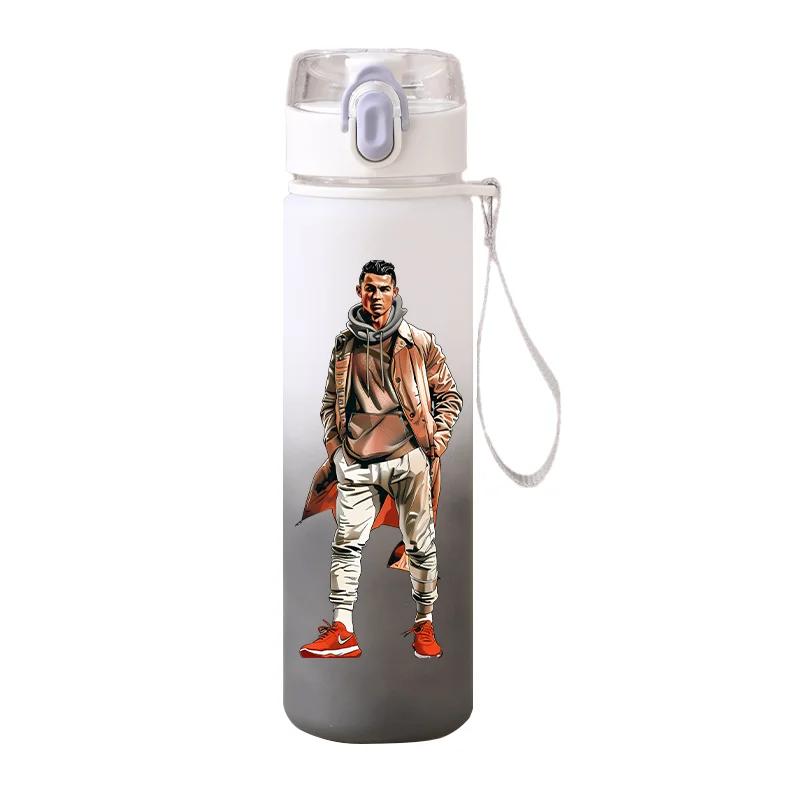 CR7 Cristiano Ronaldo fútbol gradiente taza de agua deportes al aire libre gran capacidad plástico a prueba de fugas portátil Fitness Real Madrid