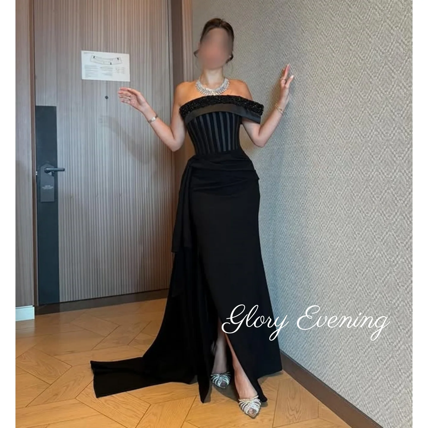 

Classic Style Prom Dress Saudi Arabia Wedding Party Dress Mermaid Black Evening Party Dress Floor Length Formal Customized