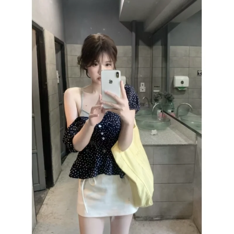 Women's Summer New Belt Design Elastic Waist Short Skirt Versatile Slim A-Line  Skirt Casual Style Polyester Fiber