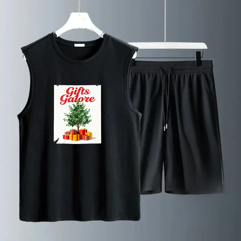 الرجال تانك الأعلى مجموعات الأزياء تنفس ملابس للرجال Summe الرجال الثريات قصيرة الأكمام + السراويل البوليستر الملابس مجموعة